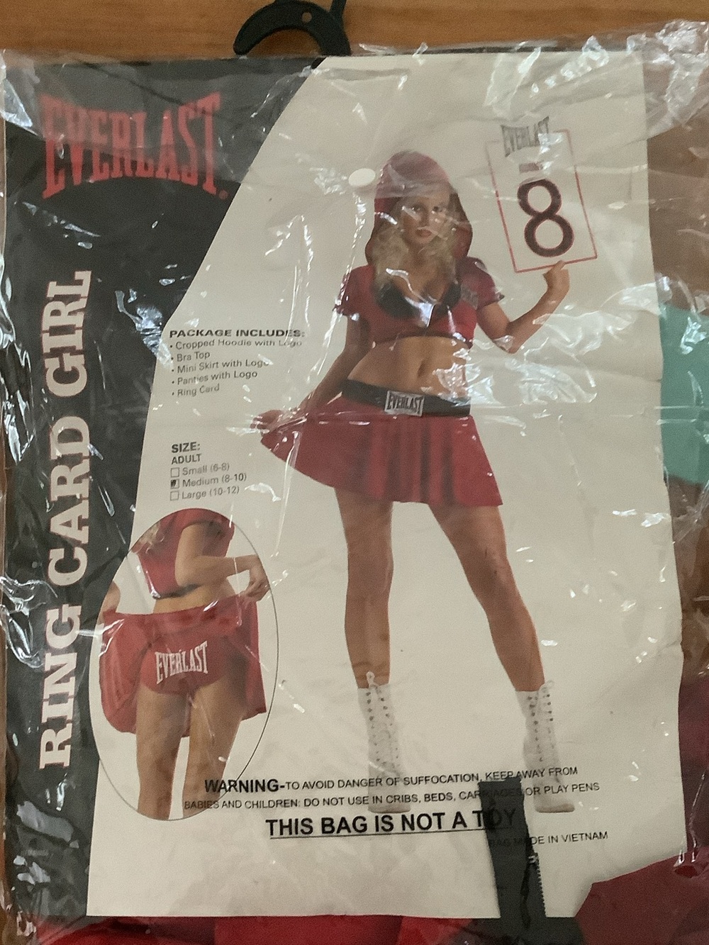 Everlast Red Ring Card Girl Costume with White Accents